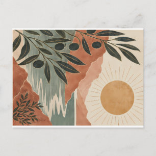 Friedliche Naturlandschaft mit warmer goldener Son Feiertagspostkarte
