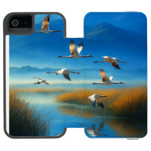 Friedliche Naturseelandschaft mit fliegendem Krani Incipio Watson™ iPhone 5 Geldbörsen Hülle