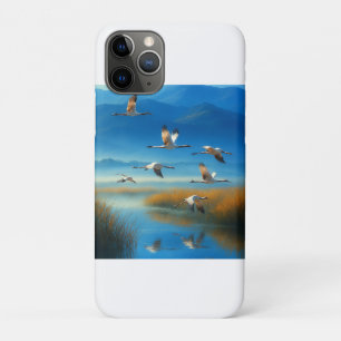 Friedliche Naturseelandschaft mit fliegenden Krani Case-Mate iPhone Hülle