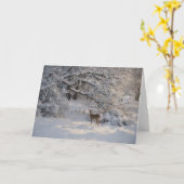 Friedliche Naturszene Hirsch Schnee Weihnachtskart Karte (Gelbe Blume)