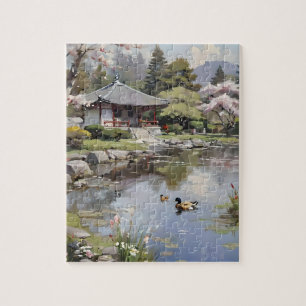 Friedliche Ölfarbe des Zen-Gartens Puzzle
