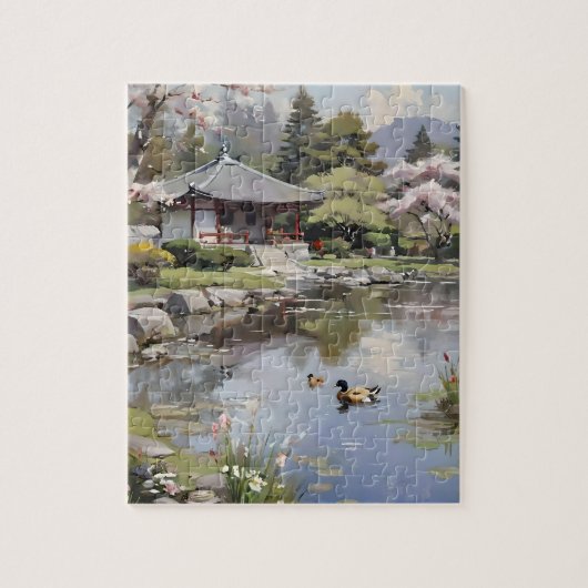 Friedliche Ölfarbe des Zen-Gartens Puzzle (Vertikal)