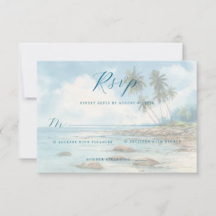 Friedliche Pastell-Aquarell-Strandszene RSVP Karte