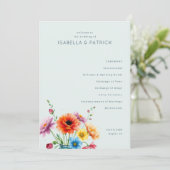 Friedliche Pastell-Blumenhochzeitszeremonie Programm (Stehend Vorderseite)