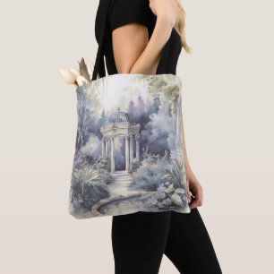 FRIEDLICHE PASTELL-WASSERFARBENE GARTENSZENE TASCHE