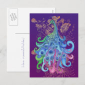 Friedliche Pfauenhausgusskarten Feiertagspostkarte (Vorne/Hinten)