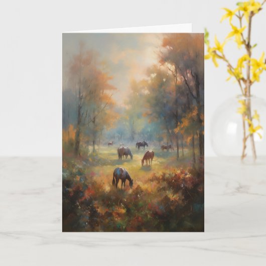 Friedliche Pferde Landschaft Malerei Equine Beilei Karte (Gelbe Blume)