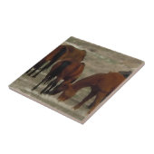 Friedliche Pferdeherde, die zusammen Western Fliese (Seite)