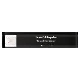 Friedliche/Populäre schwarze Acryl-Schreibtischtaf Namensplakette