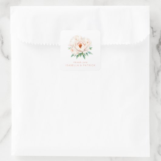 Friedliche rosa Blumen Dankbarkeit Quadratischer Aufkleber (Tasche)