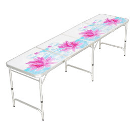 Friedliche Rosa Lotus Blume Malerei Beer Pong Tisch