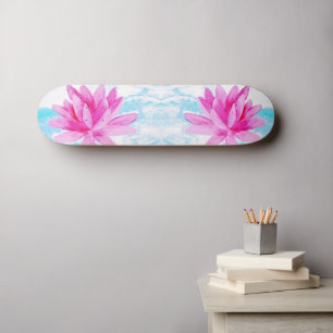 Friedliche Rosa Lotus Blume Malerei Skateboard