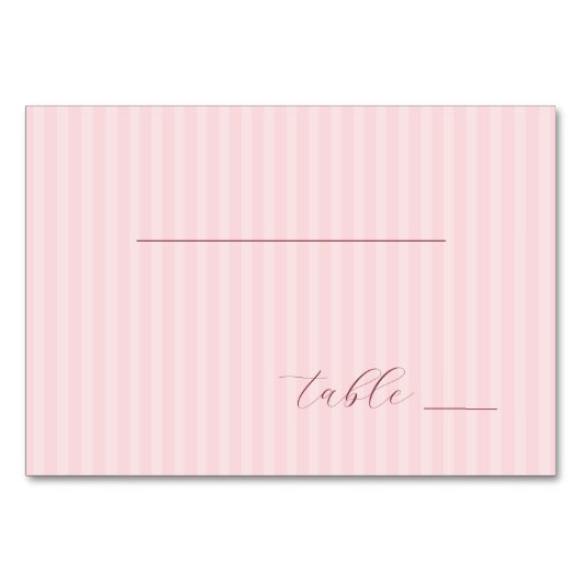 Friedliche rosa Streifen Tischnummer (Vorderseite)
