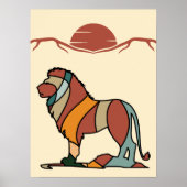 Friedliche Savanne Freundlicher Löwe Abstrakte Mod Poster (Vorne)