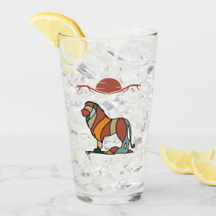 Friedliche Savanne Sanfter Löwe Abstrakte Moderne Glas
