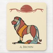 Friedliche Savanne Sanfter Löwe Abstraktes Monogra Mousepad (Vorne)