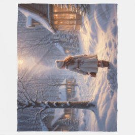 Friedliche Schneeabendliche Zuhause Fleecedecke