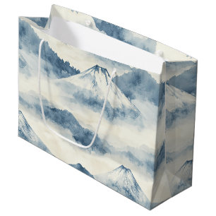 Friedliche schneebedeckte Berge - Blau und Weiß Große Geschenktüte