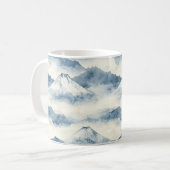 Friedliche schneebedeckte Berge - Blau und Weiß Kaffeetasse (Vorderseite Links)
