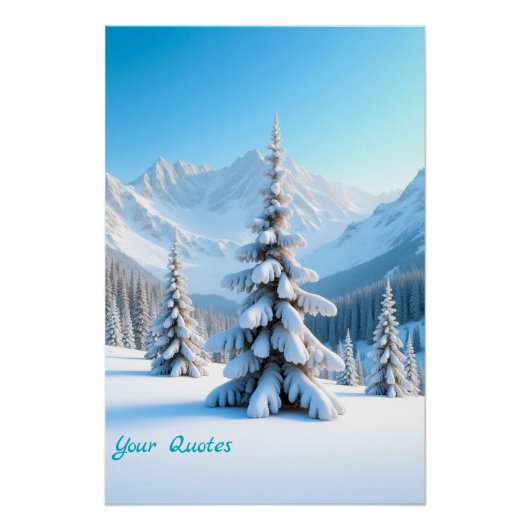 Friedliche schneebedeckte Berglandschaft und Winte Poster (Vorderseite)