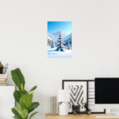 Friedliche schneebedeckte Berglandschaft & Winterk Poster (Heimbüro)