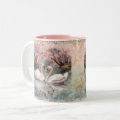 Friedliche Schwäne am See - Aquamarine Weite Zweifarbige Tasse (Vorderseite Links)
