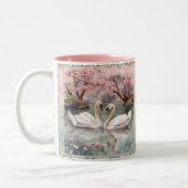 Friedliche Schwäne am See - Aquamarine Weite Zweifarbige Tasse (Links)