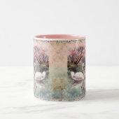 Friedliche Schwäne am See - Aquamarine Weite Zweifarbige Tasse (Mittel)