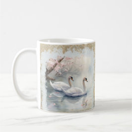 Friedliche Schwäne am See - Aquamariner Tan Kaffeetasse