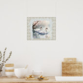 Friedliche Schwäne am See - Aquamariner Tan Poster (Küche)