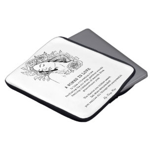 Friedliche, schwarz-weiß-rosa-farbene Wandkunst Laptopschutzhülle