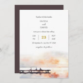 Friedliche Seeblick Soft Sunrise Pier Beach Hochze Einladung (Vorne/Hinten)