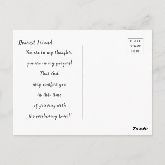 Friedliche Seenlandschaft mit Beileid Postkarte (Rückseite)