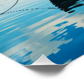Friedliche Seenlandschaft mit Holzreihenboot Poster (Ecke)