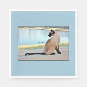 Friedliche siamesische Katzen-Malerei Serviette