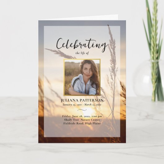 Friedliche Sonnenuntergang Beerdigung vor Ort Programm (Vorderseite)