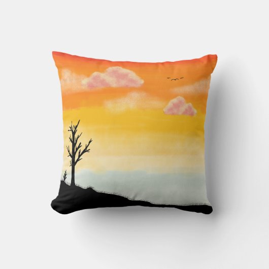 Friedliche Sonnenuntergang Silhouette - Minimalist Kissen (Vorderseite)