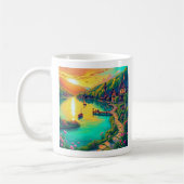Friedliche Sonnenuntergangs-Reflektions-Tasse Kaffeetasse (Links)