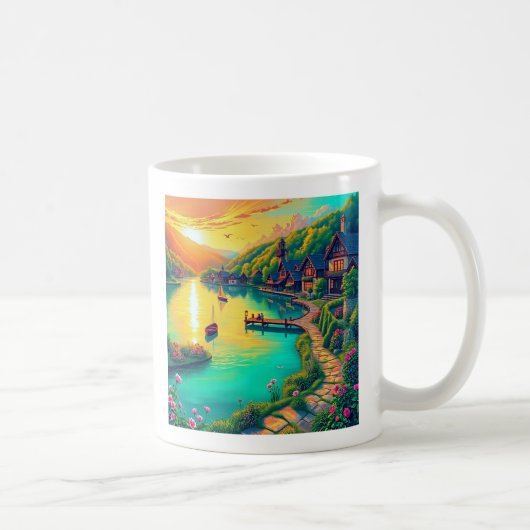 Friedliche Sonnenuntergangs-Reflektions-Tasse Kaffeetasse (Rechts)