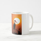 Friedliche Sonnenuntergangs-Storch-Vogel-Silhouett Kaffeetasse (VorderseiteRechts)