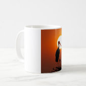 Friedliche Sonnenuntergangs-Storch-Vogel-Silhouett Kaffeetasse (Vorderseite Links)