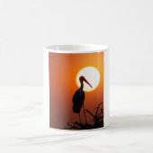 Friedliche Sonnenuntergangs-Storch-Vogel-Silhouett Kaffeetasse (Mittel)