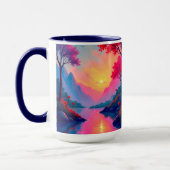 Friedliche Sonnenuntergangsberge Fantasy-Landschaf Tasse (Links)