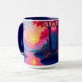 Friedliche Sonnenuntergangsberge Fantasy-Landschaf Tasse (Vorderseite Links)