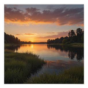 Friedliche Sonnenuntergangslandschaftsstimmung Fotodruck