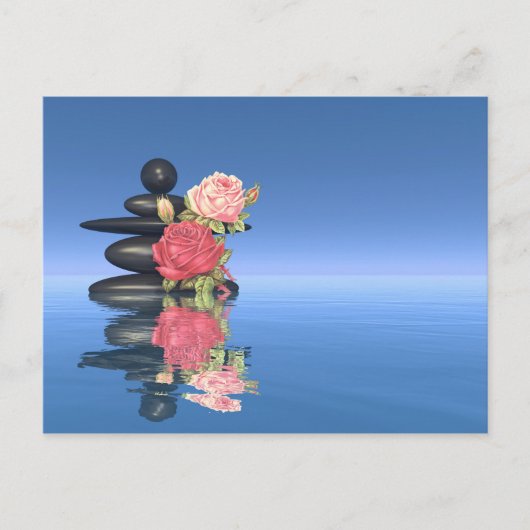Friedliche Steine und Blume - 3D-Rendering Postkarte (Vorderseite)