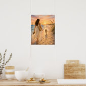 Friedliche Strandsonnenuntergangs-Hunde-Wasserfarb Poster (Küche)