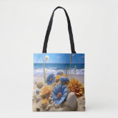 FRIEDLICHE STRANDSZENE MIT MUSCHELN TASCHE (Vorderseite)