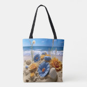 FRIEDLICHE STRANDSZENE MIT MUSCHELN TASCHE (Rückseite)