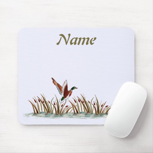 Friedliche Szene Mallard Duck über Kattails Mousepad (Mit Mouse)